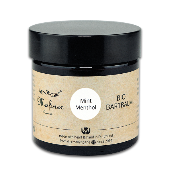 Bio-Bartbalm Mint-Menthol, 60ml, Braunglastiegel