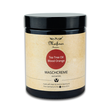Waschcreme Tee-Tree-oil-Blood-Orange, 180ml, Braunglastiegel